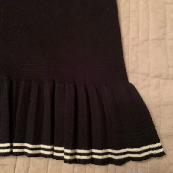 Black Marc Jacob Striped Cotton Fluted Midi Bodycon Pleated Bottom Skirt - Picture 4 of 7